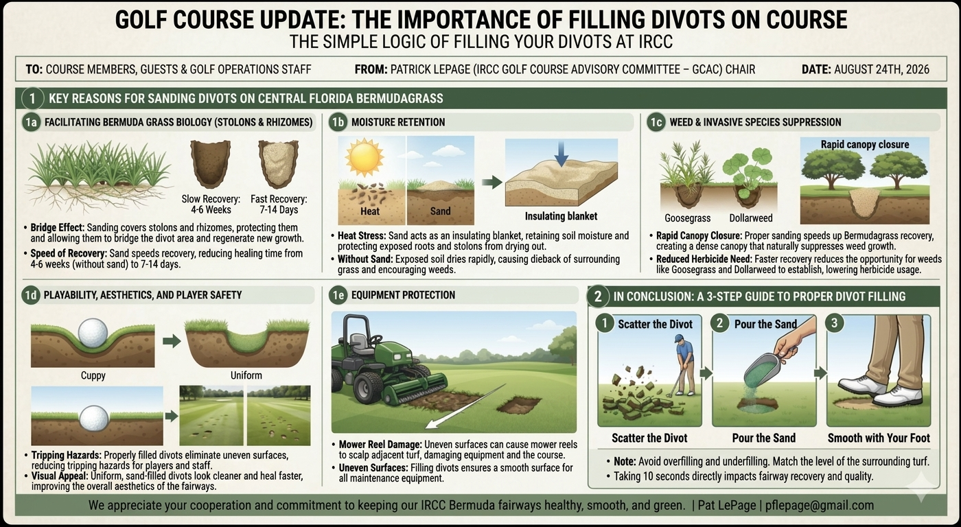 Proper divot repair helps turf recover quickly and keeps fairways lush and playable.